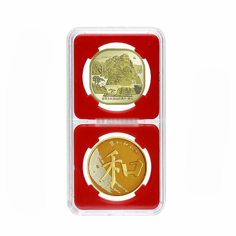 27mm 30mm Small Label Grade IDENTIFICATION 2 Coins slabs Holder Display Red Color Coin Collecting Storage Box