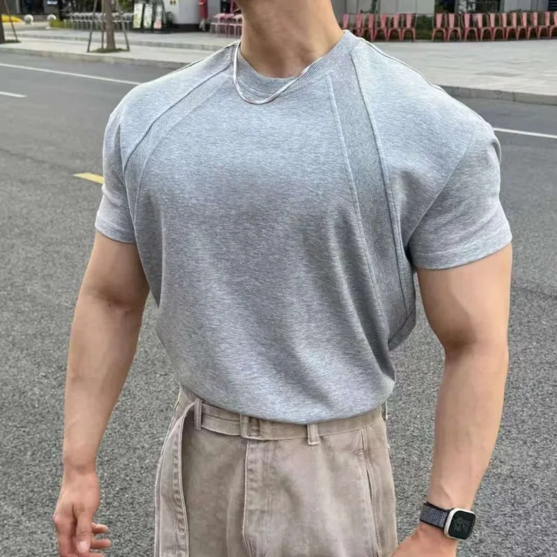 

Men's Structured Seam T Shirt Slim Fit Short Sleeve Gym Workout Athletic Top