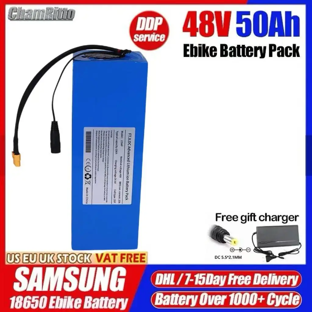 

48V Ebike Battery Pack 18650 20Ah 25Ah 30Ah 35Ah 40Ah 50Ah for Electric Bicycle Escooter 350W 500W 750W 1000W 1500W Power Motor