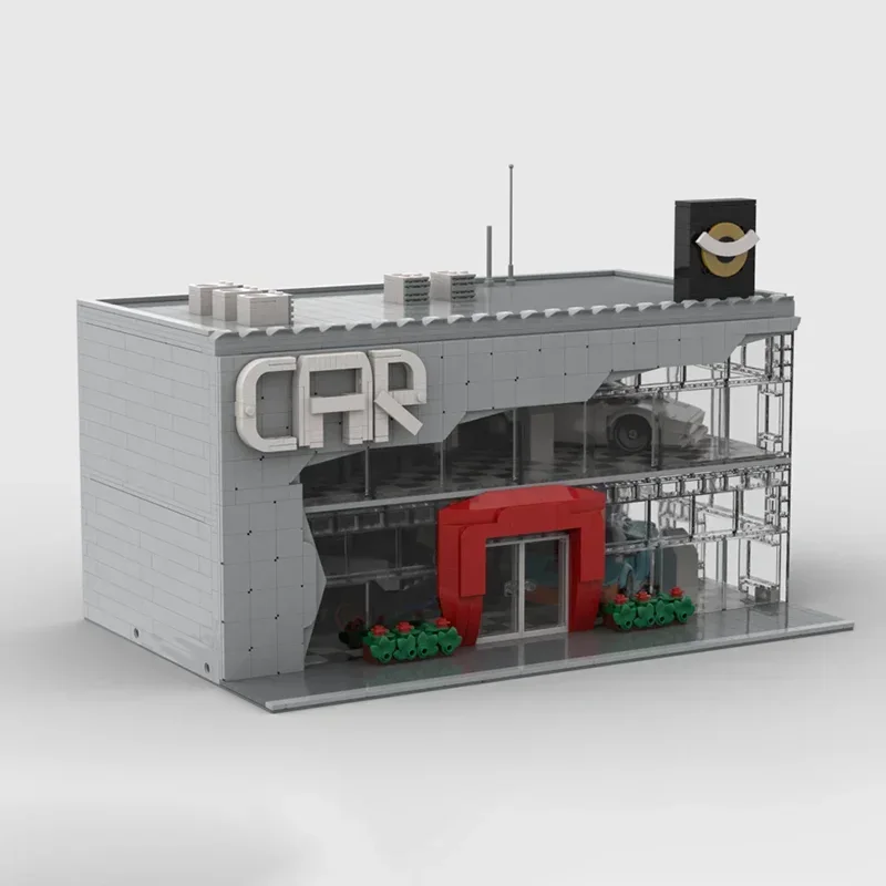 Moc Building Bricks Automobile Sales Stores Model Building Technology Modular Blocks City Building Model Construstion Toy Gifts
