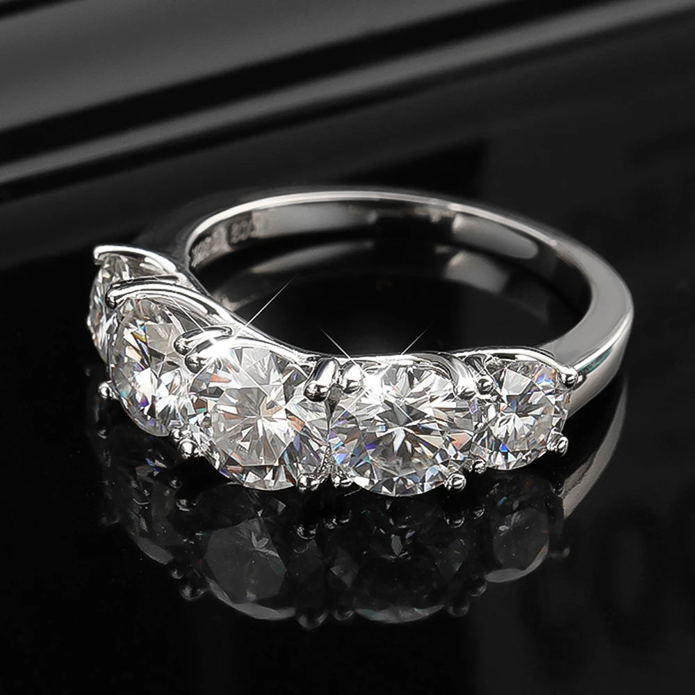 GRA Certified 5 Stone 3.6cttw All Moissanite Engagement Ring for Women Gradient Lab Diamond S925 Silver Wedding Band Jewelry