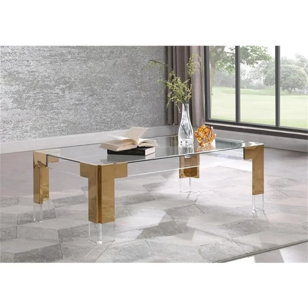 

Casper Collection Modern|Contemporary Glass Top| Coffee Table| with Sturdy Stainless Steel and Acrylic Base