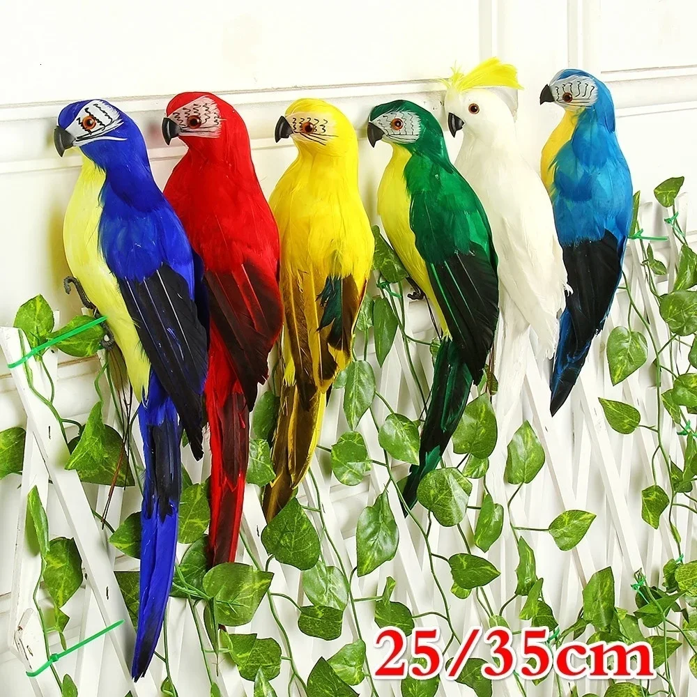 

Handmade Simulation Parrot Feather Lawn Figurine Garden Ornament Miniature