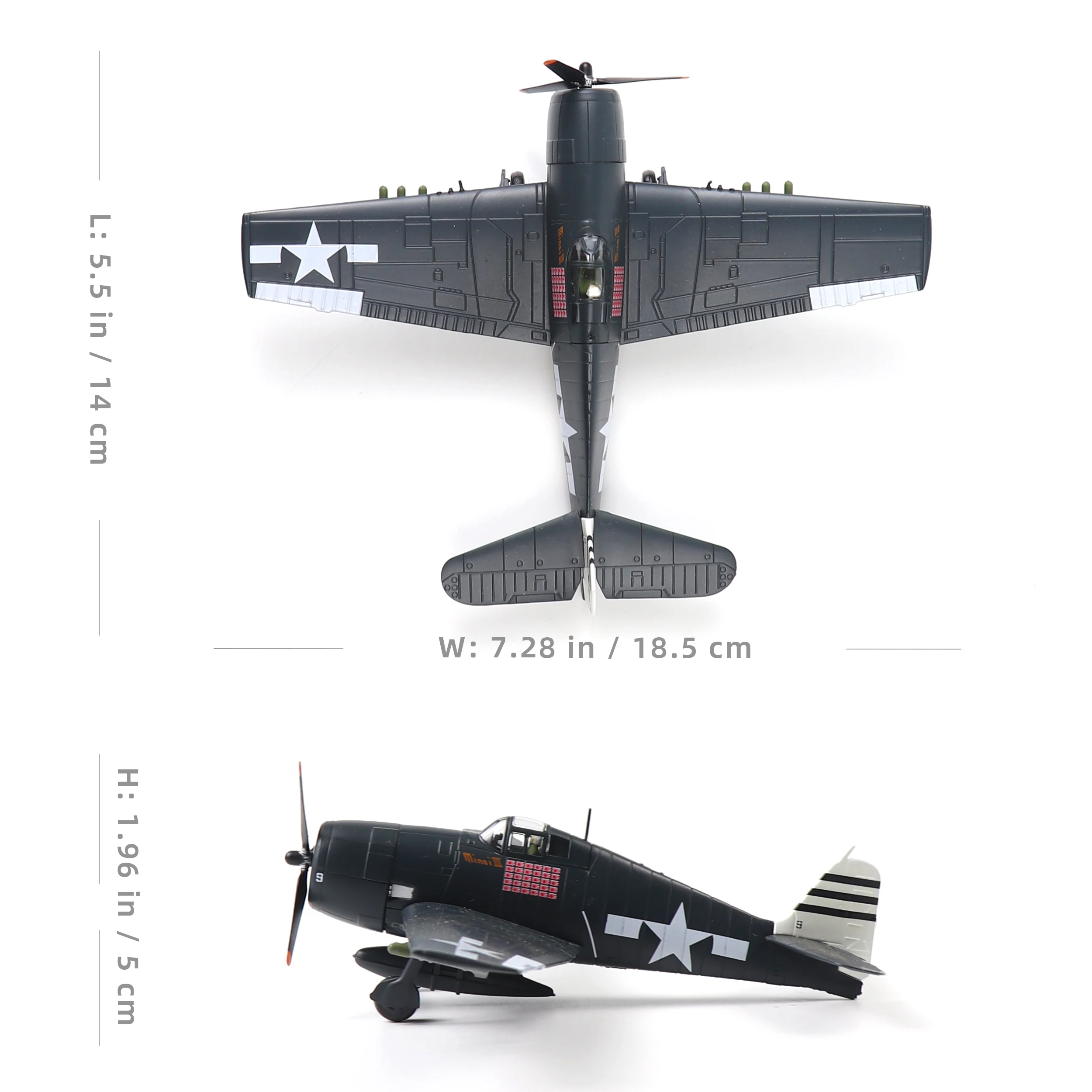 NUOTIE 1/72 F6F Hellcat Diecast Metal Airplane Model with Display Stand - WWII US Navy Fighter Aircraft Pre-assembled Vintage Mi