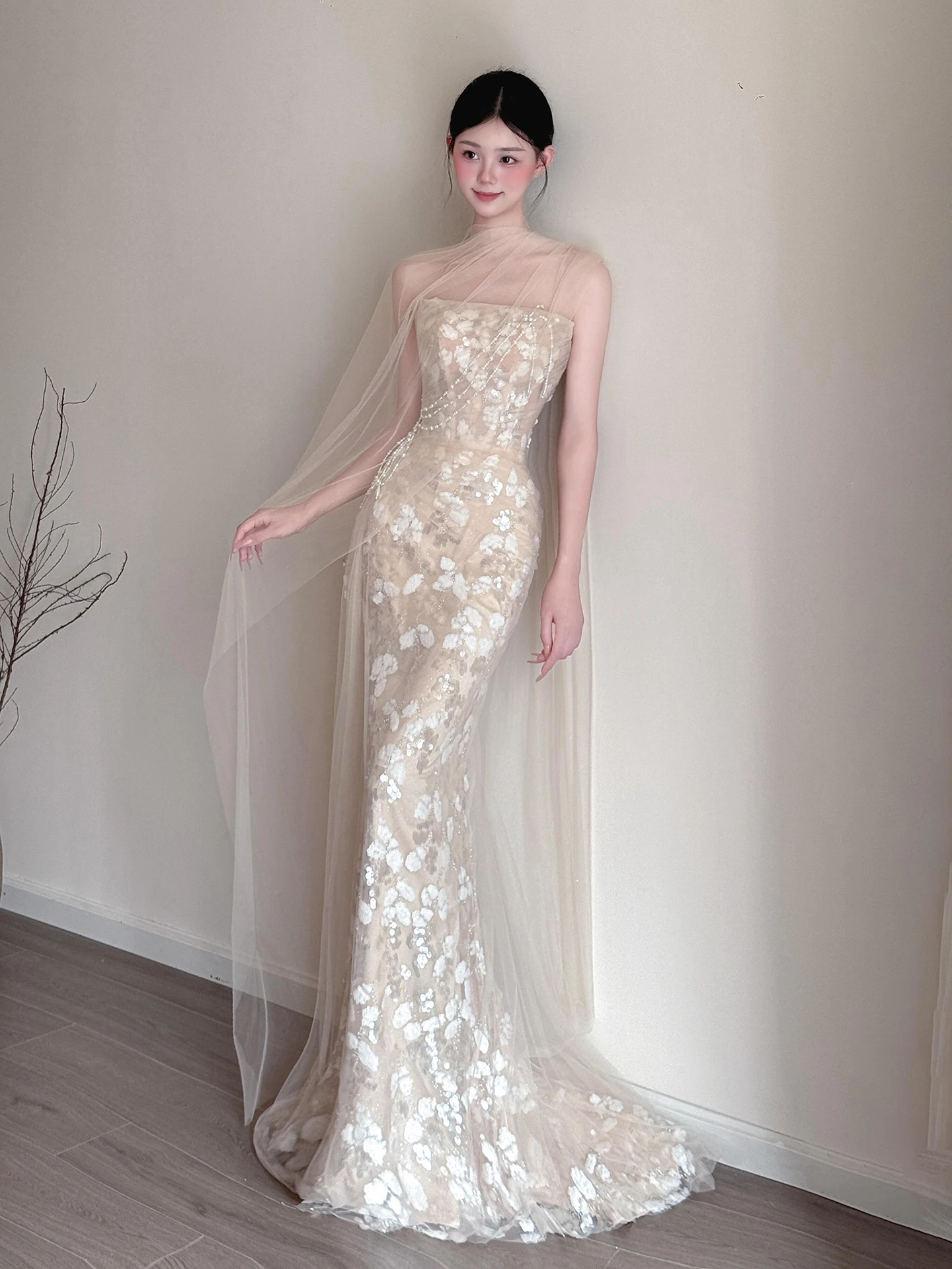 

Ele Fi-Tail Wedding Dr for Bridal Outing Birthday Par Celebration High-End Sle Super Fairy T Costume