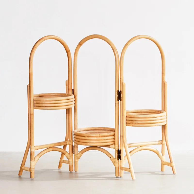 

Decoration Rattan Green Flower Stand Living Room Modern Indoor Balcony Corner Flower Shelf