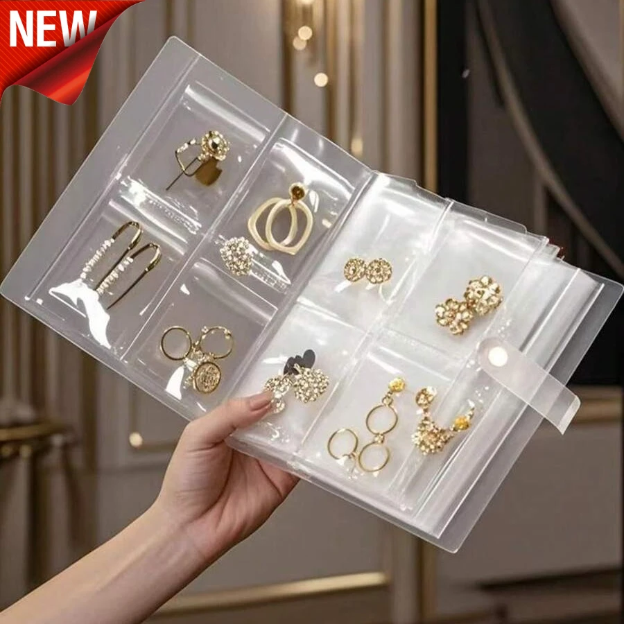 Frosted Transparent Jewelry Storage Booklet Anti-Oxidation Storage Bags, Suitable For Rings, Earrings And Necklace Clips