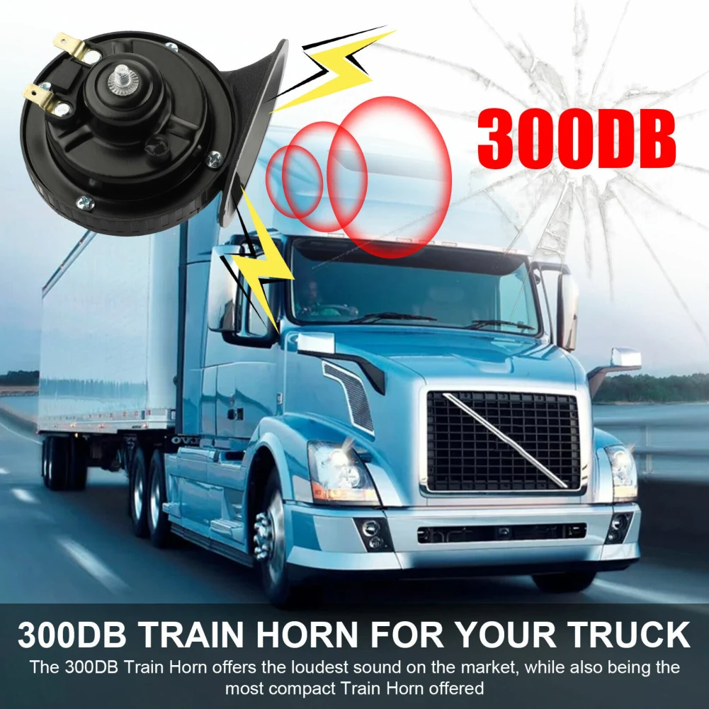 2Pcs 12V 300DB Super Loud Train Horn Waterproof Air Electric Snail Horn Universal For Motorcycles Cars Truck SUV Boat