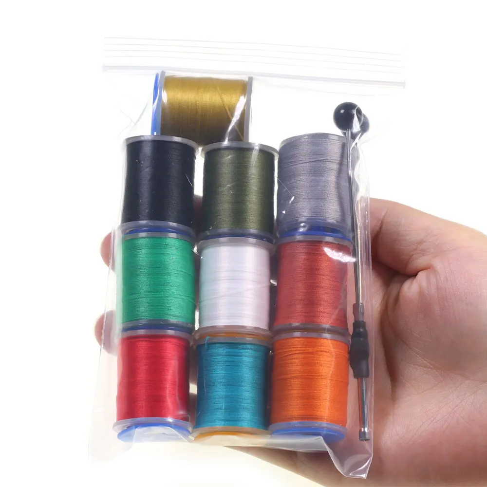 ICERIO Sortiertes Faden-/Werkzeugset 140D Floss Fliegenbindefaden für # 6~ # 14 Trockene und nasse Nymphen Streamer Bobbinhalter Fliegenbindewerkzeug – Detail 8