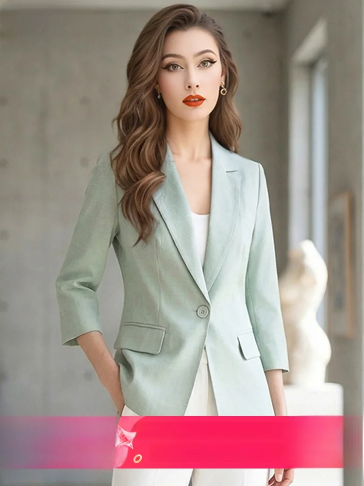 Simple Style Women's Suit Jacket Business Formal Professional Workwear Slim Fit Elegant Top Polyester Fiber Spring Season