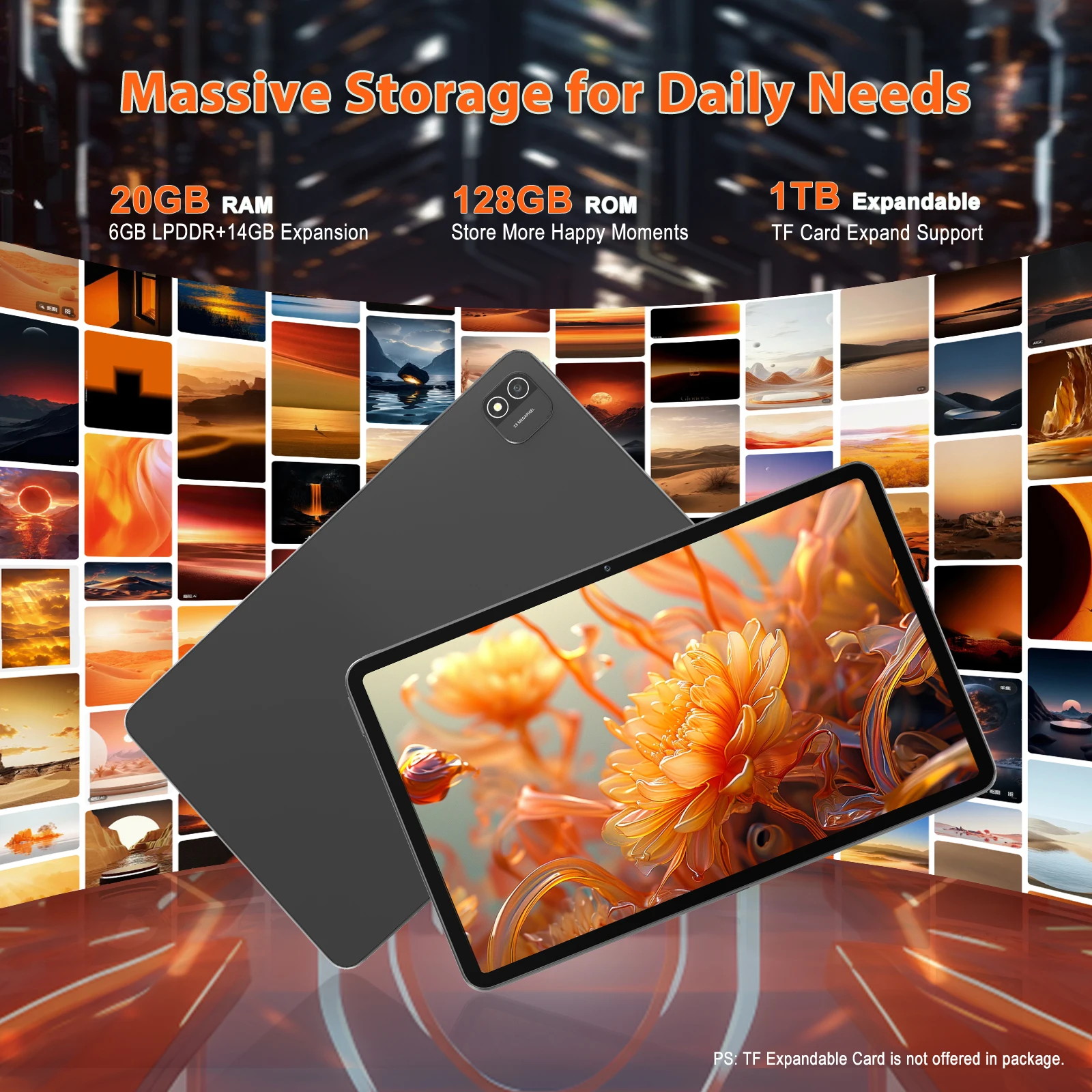 12inch Tablet Computer, Android 16 System, 2000*1200 Resolution, High-Performance 8-Core Processor, 20+128Gb Memory, Supports Tf Card, Wifi, Bluetooth