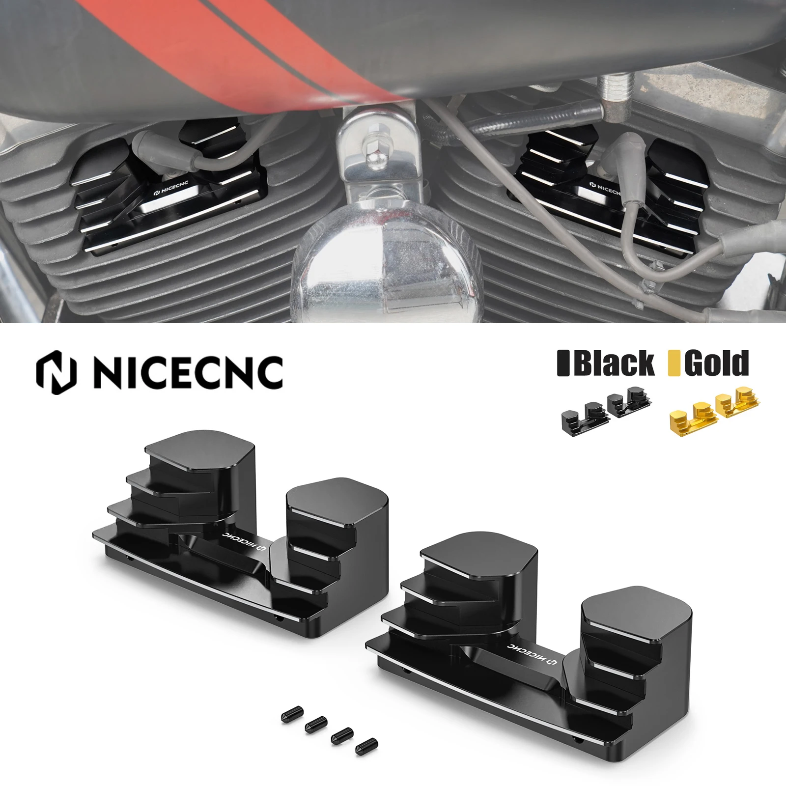 

NICECNC Finned Spark Plug Cover For Harley Dyna Fat Bob Low Rider FXDL Street Bob FXDB Wide Glide FXDWG Super Glide CVO Fat Bob