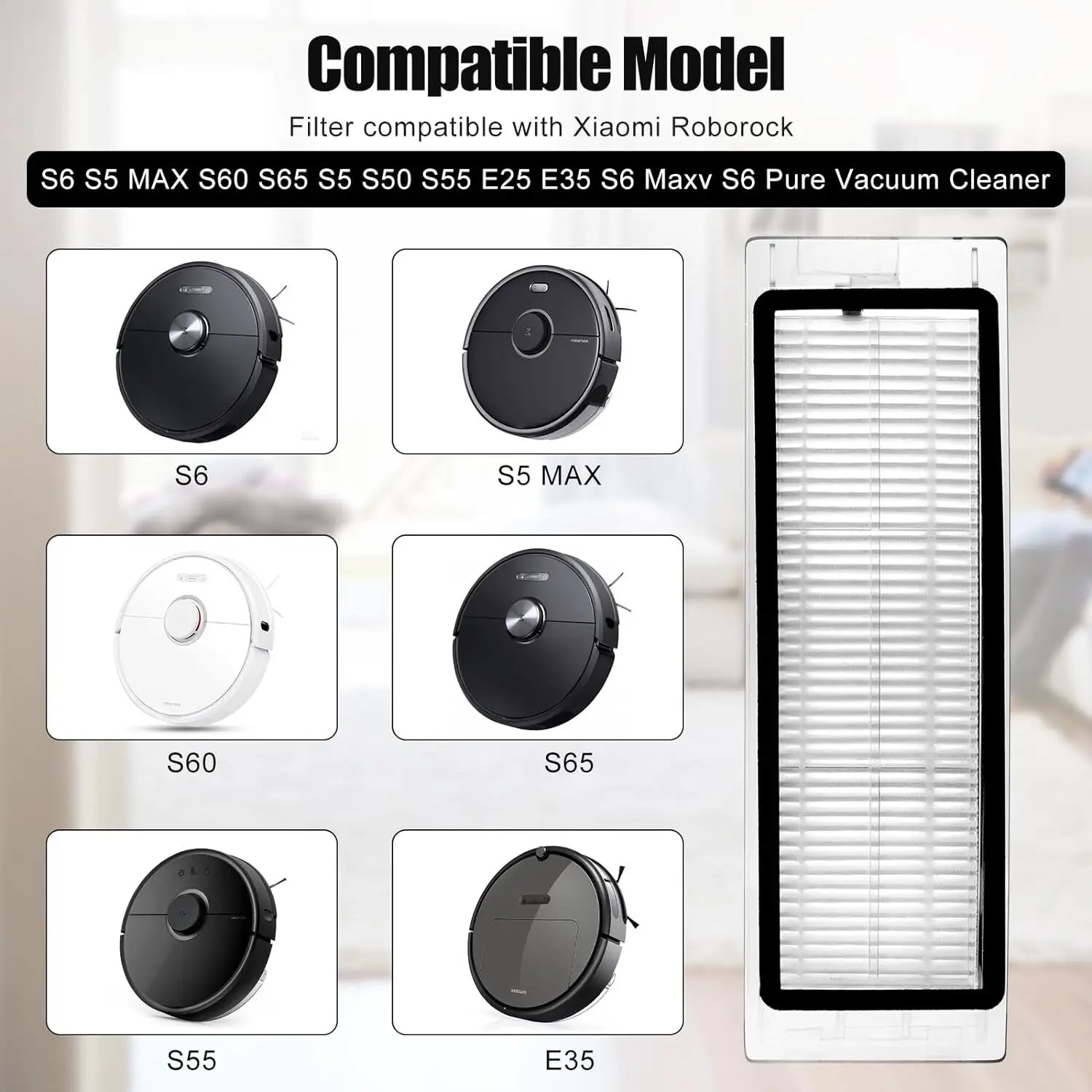 HEPA Filter For Xiaomi Roborock S50 S55 S5 Max S6 S6 maxv Accessories Spare Parts Xiomi Xaiomi Vacuum Cleaner Replacement Kit