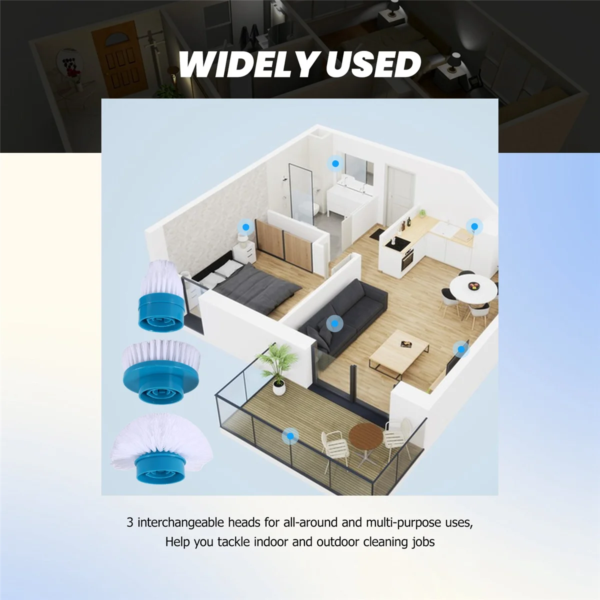 전기 청소 브러시 헤드, 타일 욕실 주방 다목적 사용, 터보 스크럽 교체 브러시 세트, 3 개