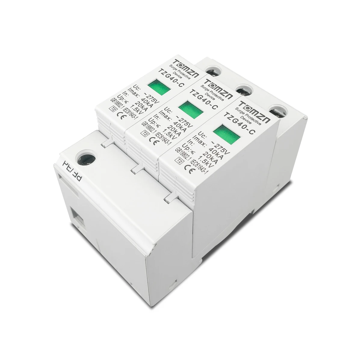 AC SPD 3P 10-20KA 20-40KA 30-60KA 275V 385V House Surge Protector Protective Low-voltage  Arrester Device