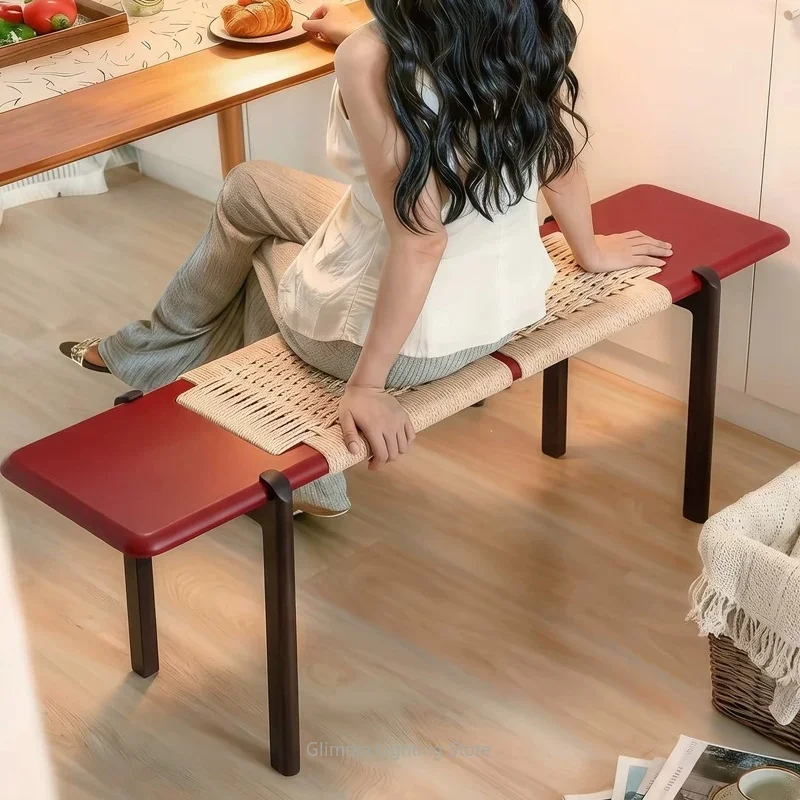 Vintage High-Appearance Solid Wood Long Bench, 2026 New Mid-Century Dining Stool for Home