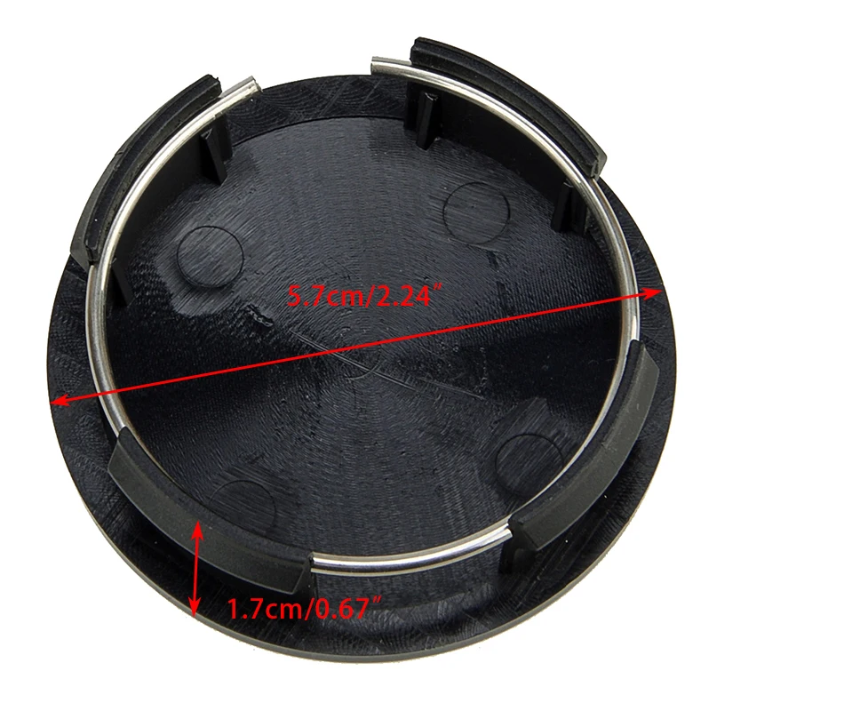 4 stücke 57mm Universal Auto Rad Center Hub Cap Abdeckung Schwarz ABS – Detail 4