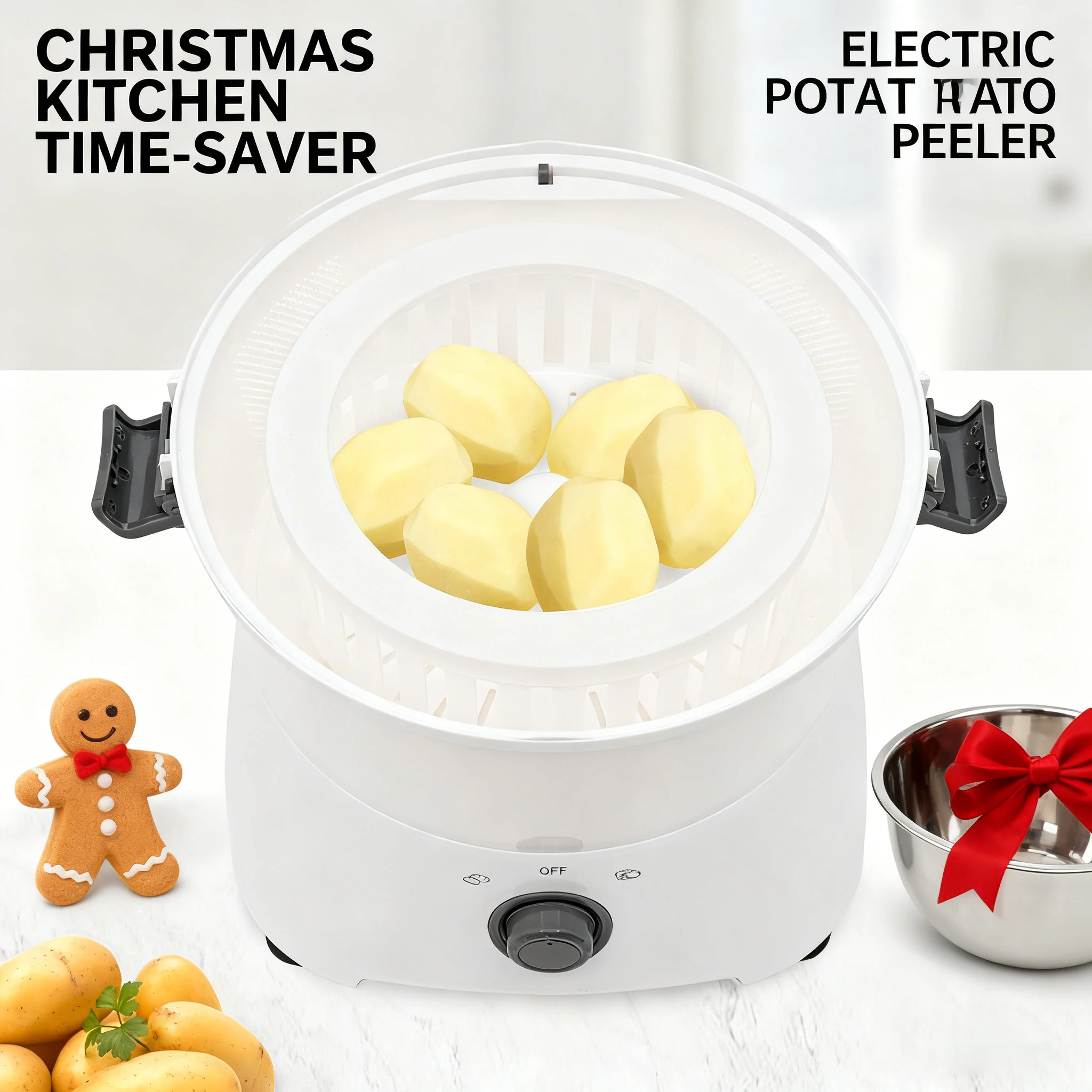 

85W Electric Potato Peeler, One-button Drive Automatic Peeler Spinner, Vegetable Dehydrator, Max Capacity 1.76 lbs, for Kitchen