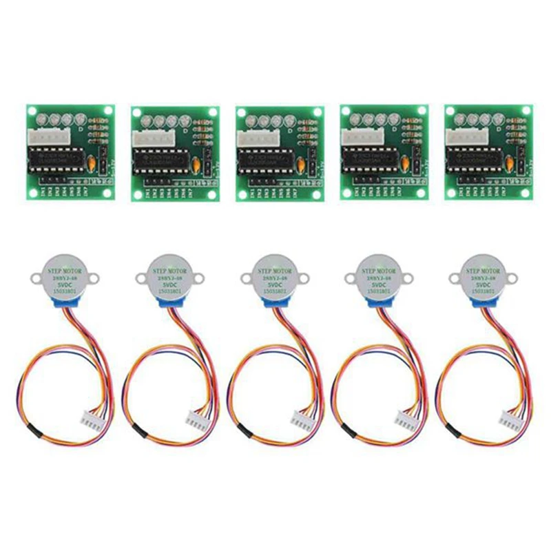 5PCS 5V Stepper Motor+ULN2003 5-Wire 4-Phase/Stepper Motor Driver Board Set Kit Stepper Motor Kit