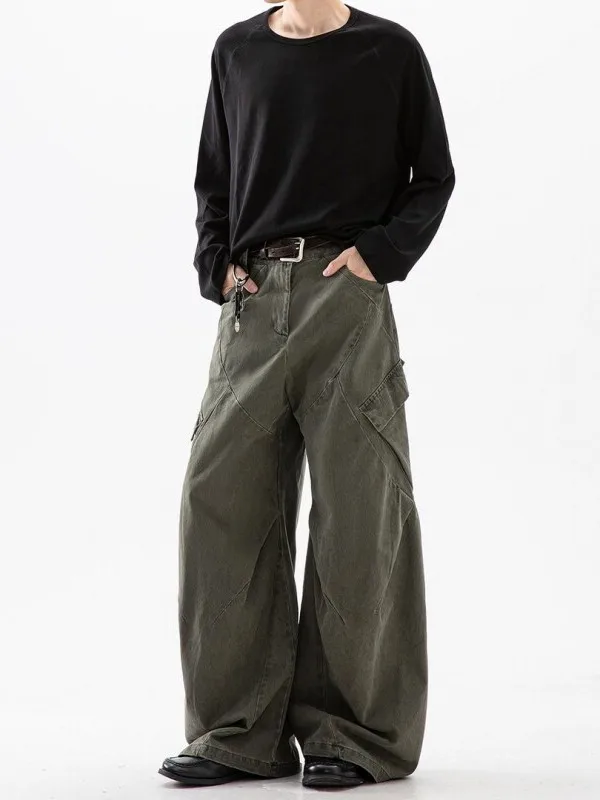 

Брюки в американском стиле High Street Vibe Deconstructed Sle Work Pants с большими карманами, прямые, широкие, длинные, для мужчин и женщин