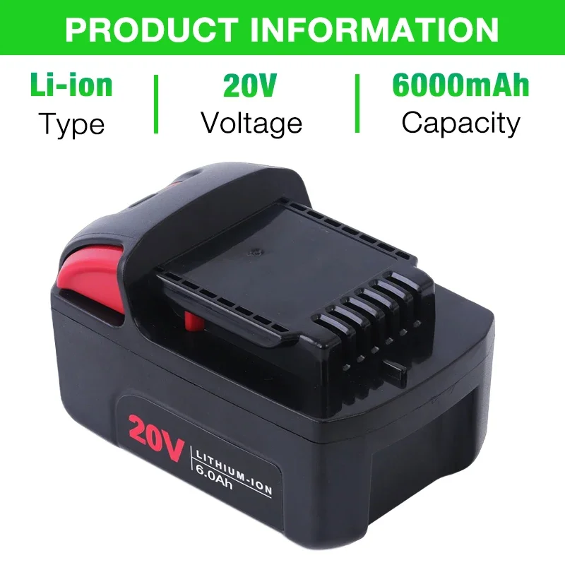 بطارية ليثيوم أيون عالية السعة من سلسلة 20 فولت 6000 مللي أمبير/5000 مللي أمبير في الساعة IQV20 لأدوات كهربائية Ingersoll Rand BL2022 BL2010 BL2012