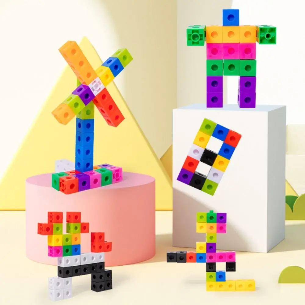 Montessori Cube Puzzle Building Blocks Counting Stacked Learning DIY Building Blocks Cube Toys Model Portable
