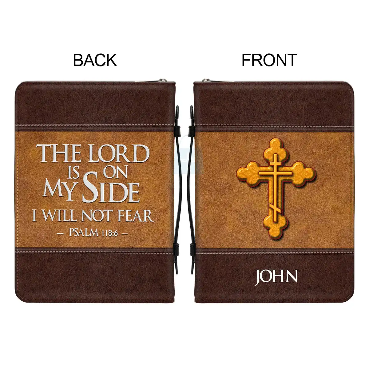 Women\'s Christian Bags Personalized Leather Bible Cover The Lord Is My Strength And My Shield Psalm Print Bible Storage Bags