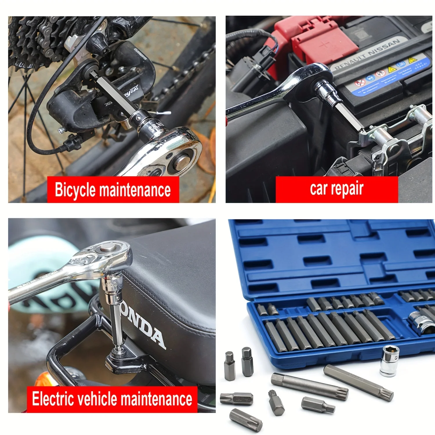40PCS Screwdriver Bit Set, Chrome Vanadium Steel Driver Bit Set,1/2inch 3/8inch Drive Impact Socket Bit Tool Set
