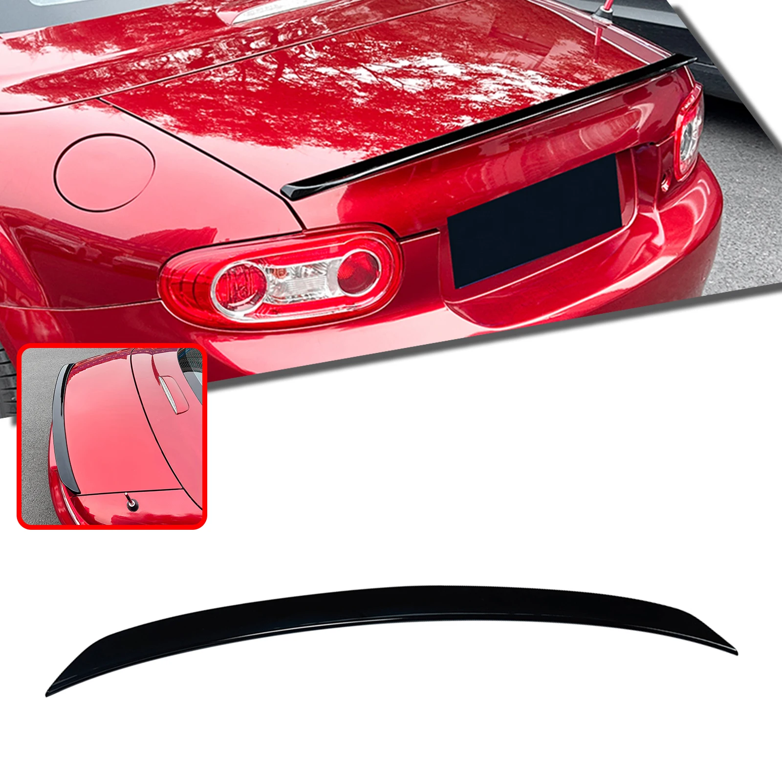 

Car Rear Spoiler Wing Tail Flap Decklid Trim Trunk Lid Lip For Mazda MX-5 NC Miata 2005-2015