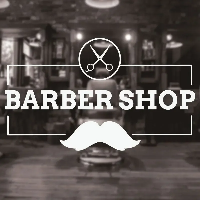 Barbershop Sign Haircuts and Shaves Vinyl Wall Decal Sticker Barber Shop Wall Decor Murals Art Design Window Men Hair Logo 3W11