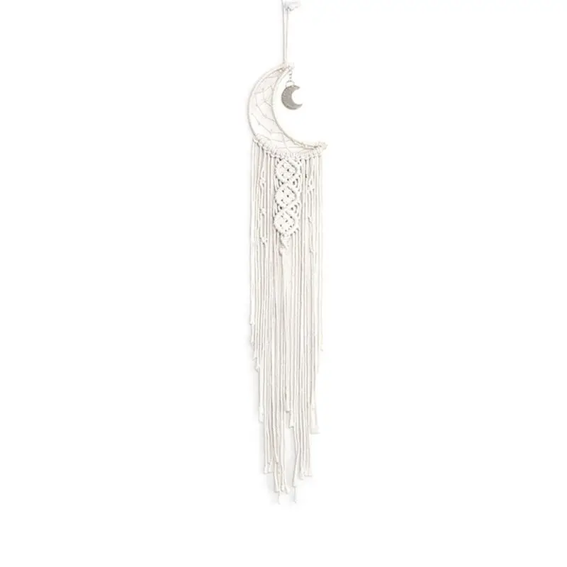 AEE8-Bohemian Moon Dream Catchers Tassel Macrame Dream Catchers Wedding Wall Hangings Decor Home Room Moon Decor Gifts Durable W