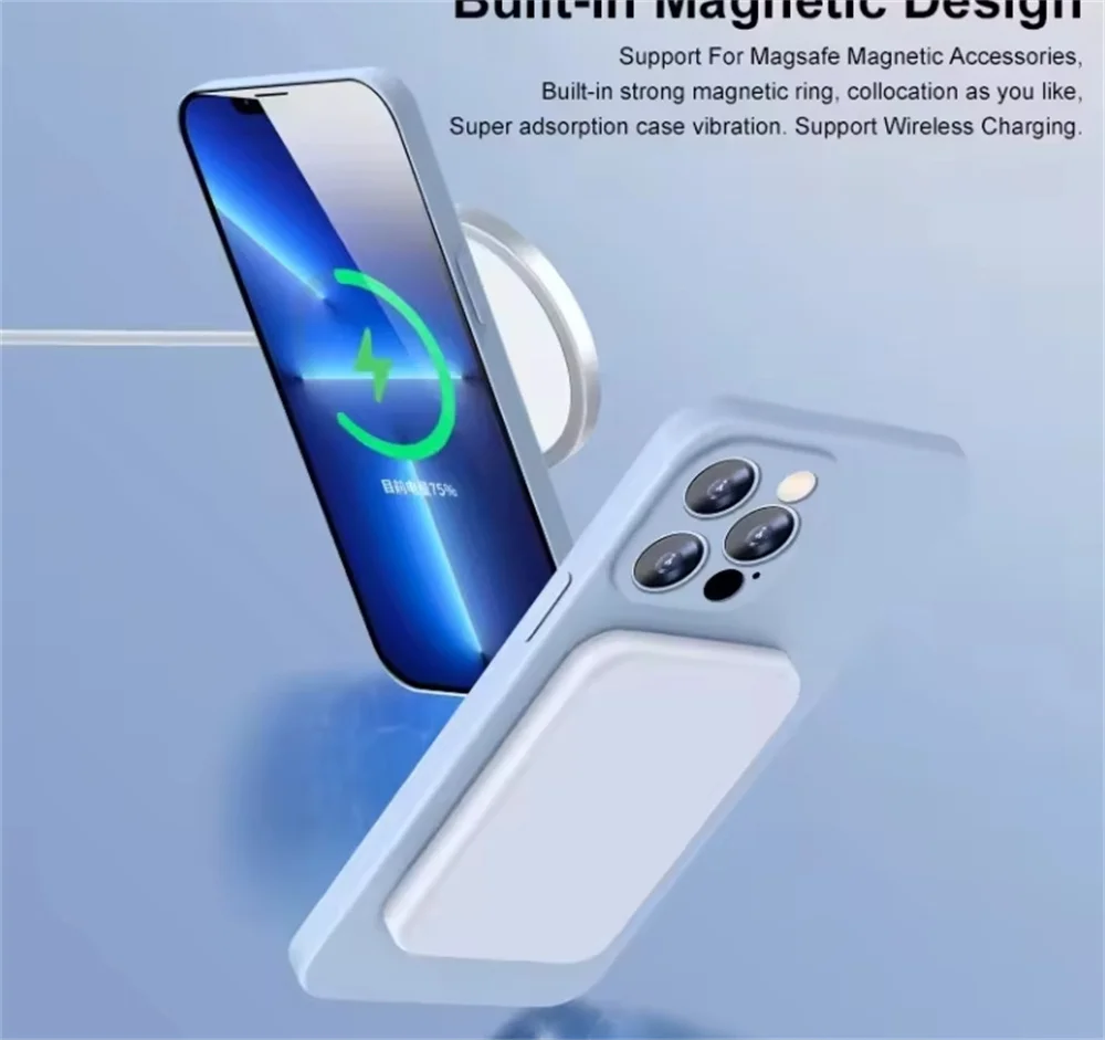 Original Flüssigsilikon für Magsafe Wireless Charge Magnetische Hülle für iPhone 16 15 14 Plus 13 12 11 Pro X XR XS 7 8 Soft Cover – Detail 4
