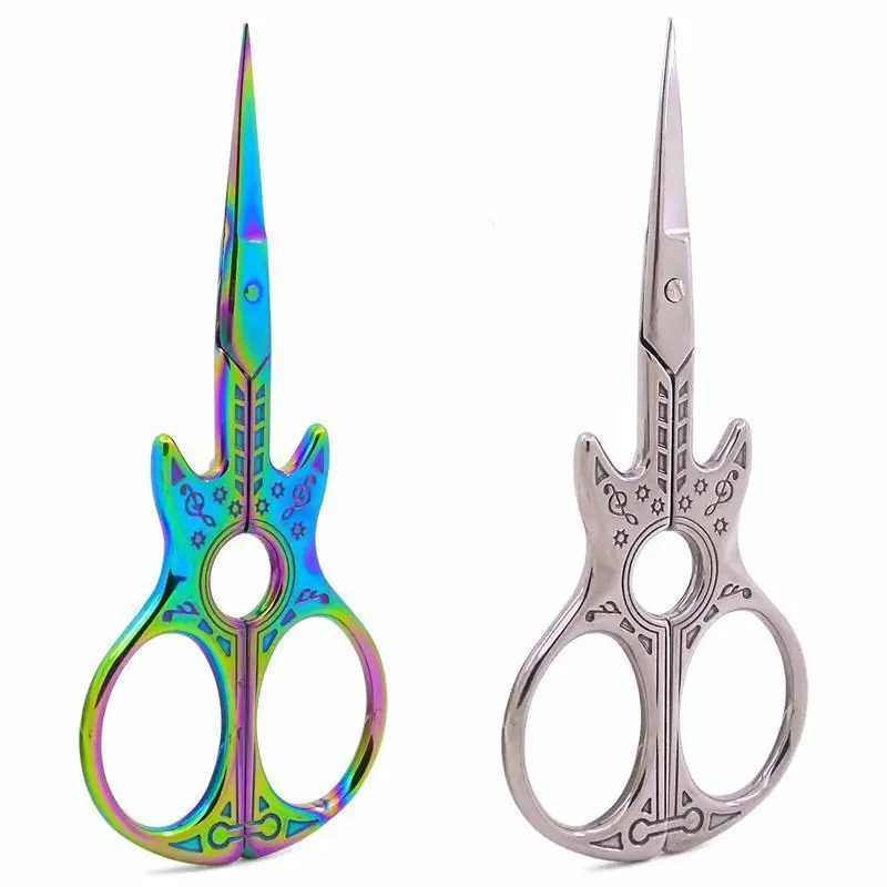 1PC Stainless Steel Vintage Scissors Guitar Pattern Tailor Scissors Hand Sewing Tools Household Scissors