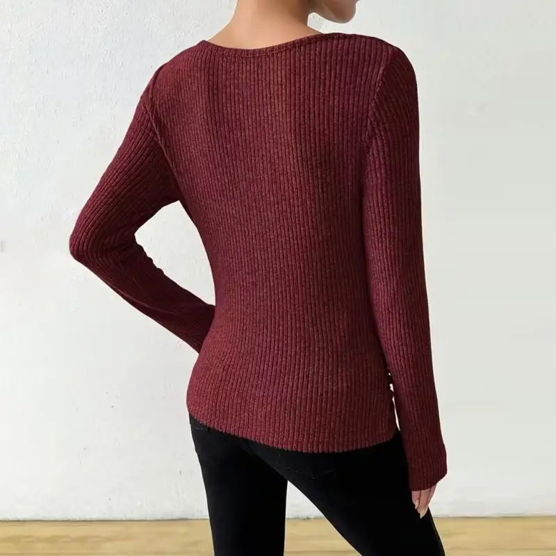 72XE Women's Autumn Round Neck Long Sleeve Pleated Design Fit Top