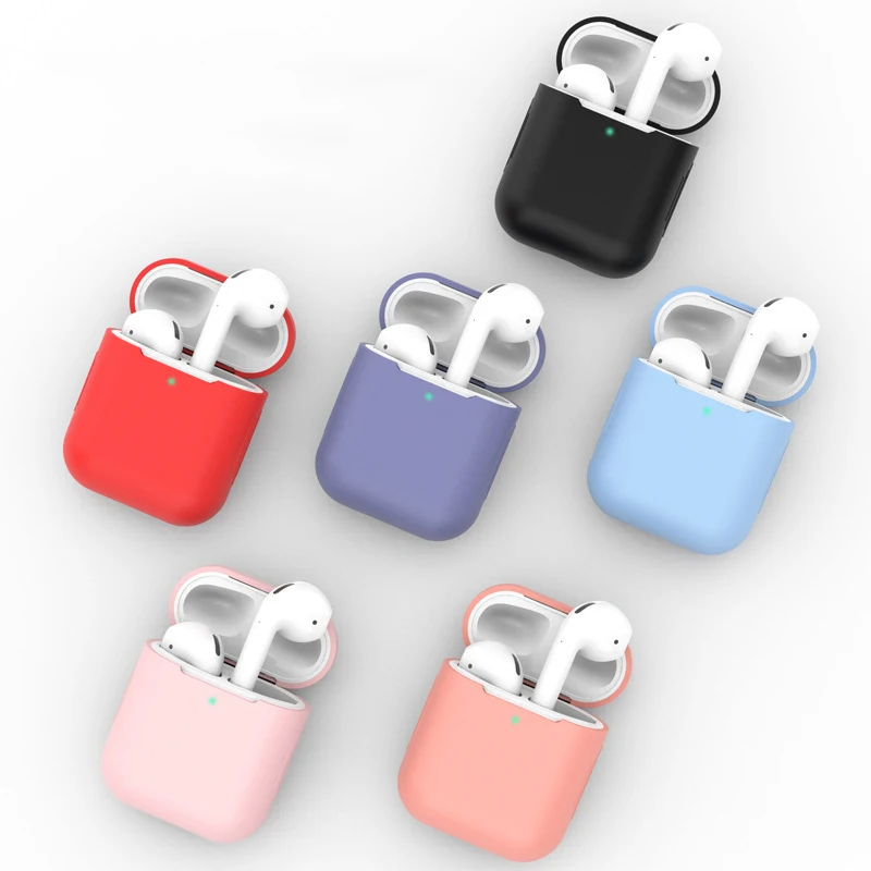 Protective Case for Apple Airpods 1st 2nd Silicone Solid Color Split Ultra-thin Earphones case for AirPods 1 2 headphone cases