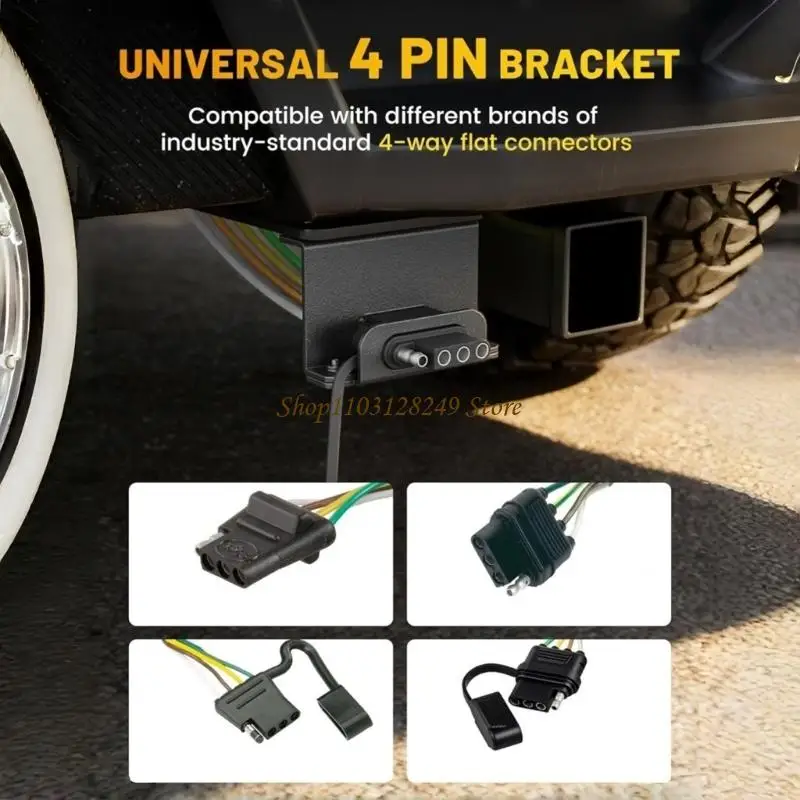 N5KD Multiple Purpose 4 Pin Flat Trailer Cable Mounting Bracket Harness Clip Universal for Different Truck & Towing Needs