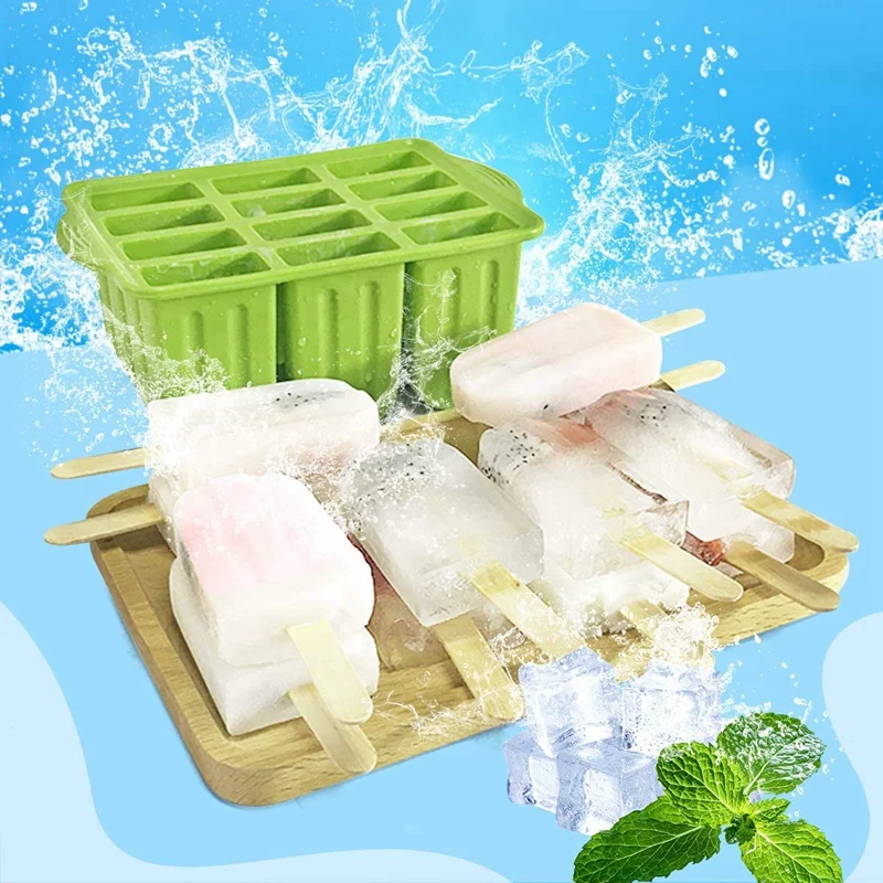 Silicone Popsicle Mold,Frozen Popsicle Mold Maker For Popsicle Ice Cream DIY,With 50PCS Popsicle Sticks Popsicle Bags