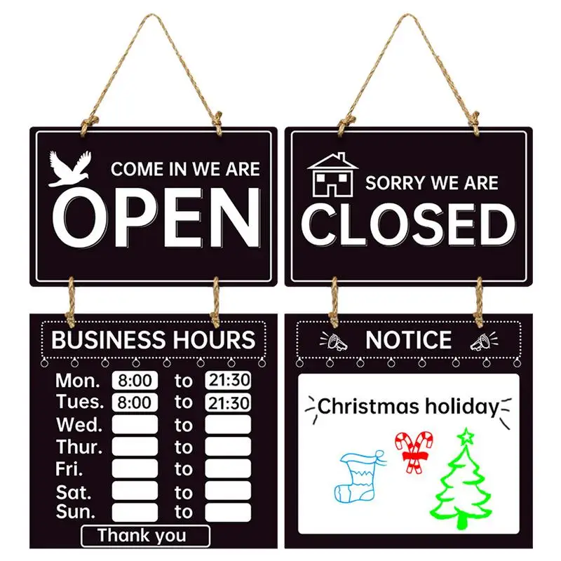 Business Hours Sign Double Sided Store Hours Sign Open And Closed Sign With Hours Decorative Welcome Boards