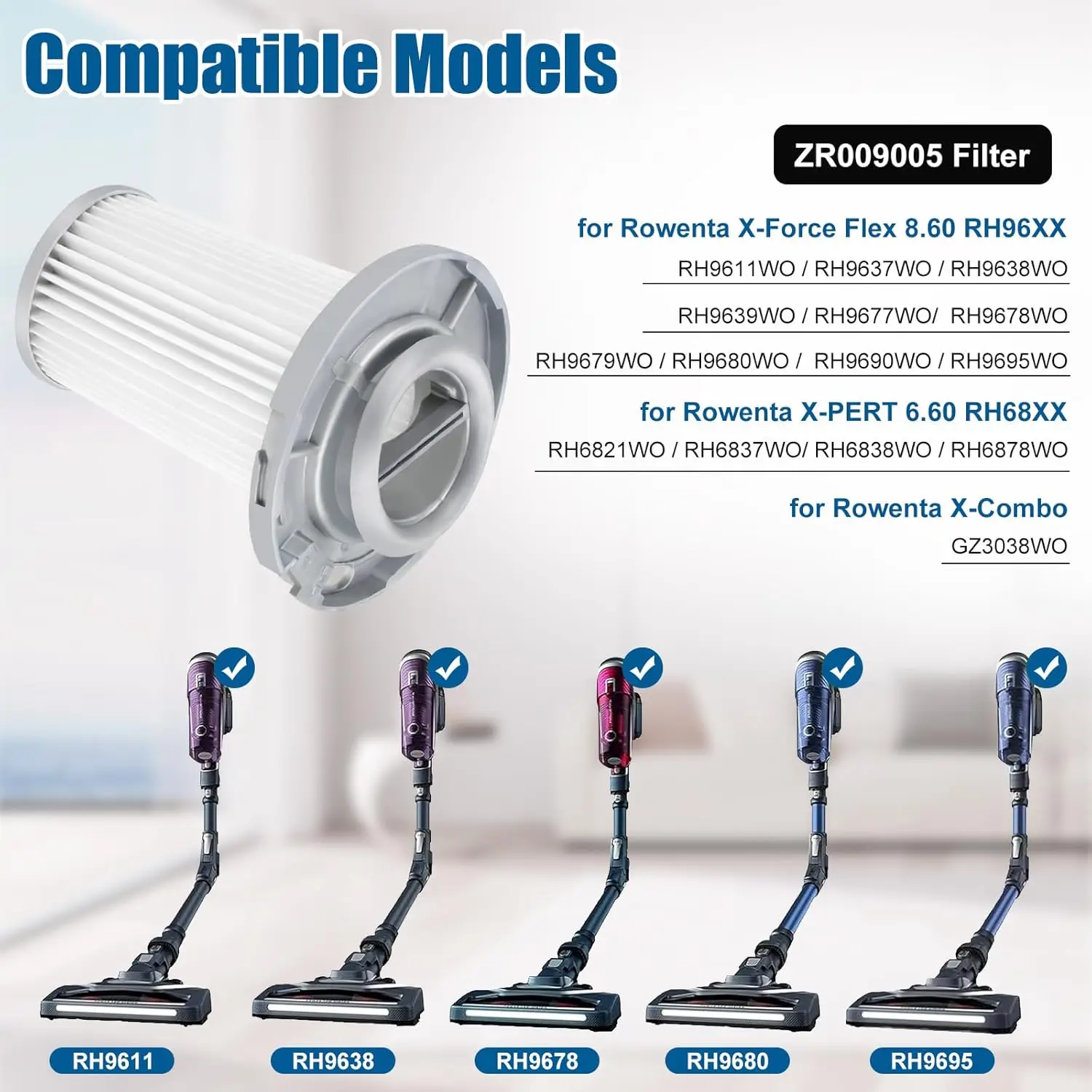 交換用Hepaフィルター,コードレス掃除機用,x-pert 6.60 ty6878,部品番号zr009005,x-force flex 8.60