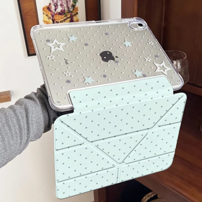 

Чехол с цветными точками и звездами для iPad Pro 11 M2 M3 M4 M5 A16 2025 Air4 5 6 7 12.9/13/9.7/10.2/10.5/9.7 дюймов 5-го, 6-го, 7-го, 8-го, 9-го, 10-го, 11-го поколений