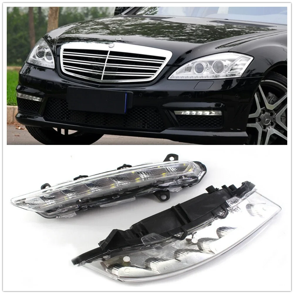 

Pop 2pcs For Mercedes-Benz S-Class W221 2008-2013 LED Front Bumper Lamp Bulb Intake Cover Foglamp Signal Daytime Running Fog Lig
