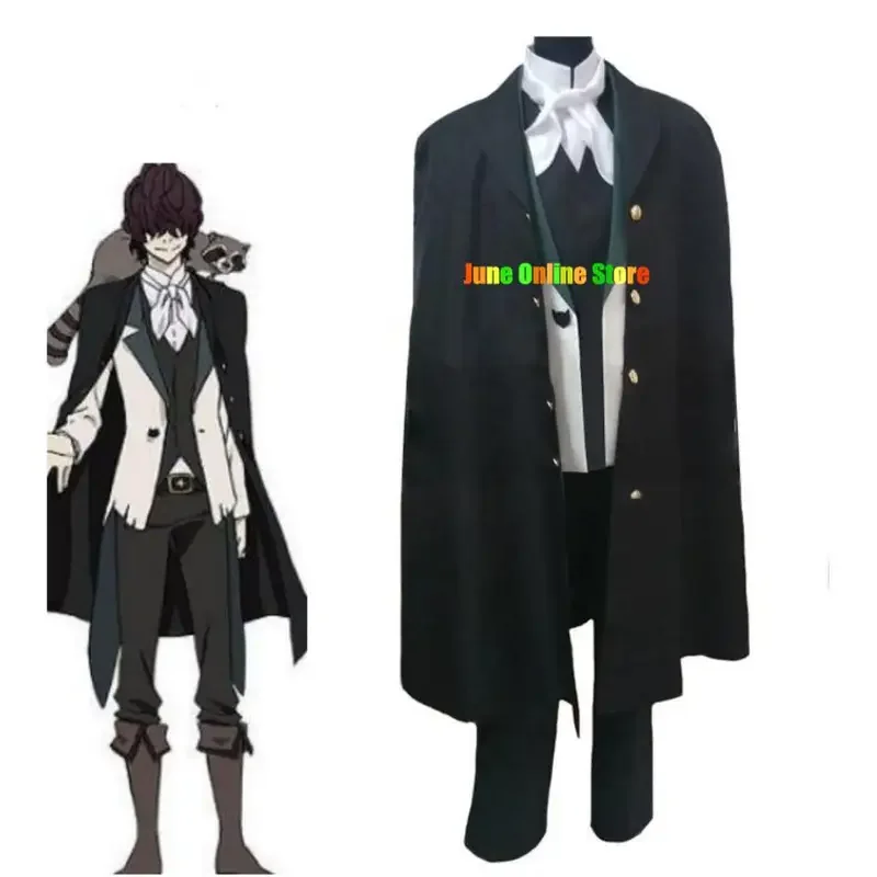 Anime Bungo Stray Dogs Edgar Allan Poe Cosplay Costume Detective Uniform Windbreaker Coat Man Carnival Party Swallowtail Suit