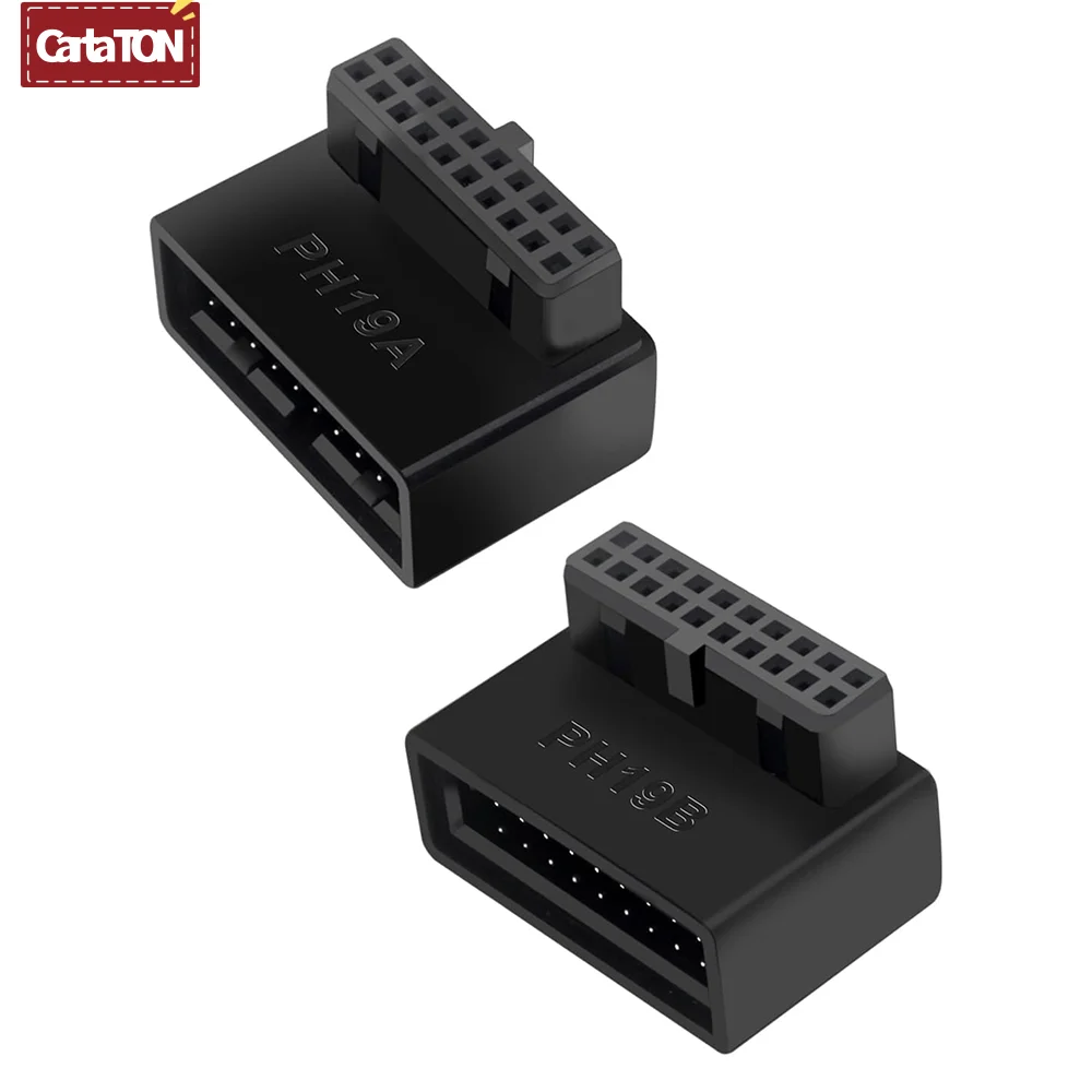 Right Angle USB 3.0 19/20-Pin Male to Female Adapter Motherboard 90-Degree Turn Connector for PC Streamlined Cable Management