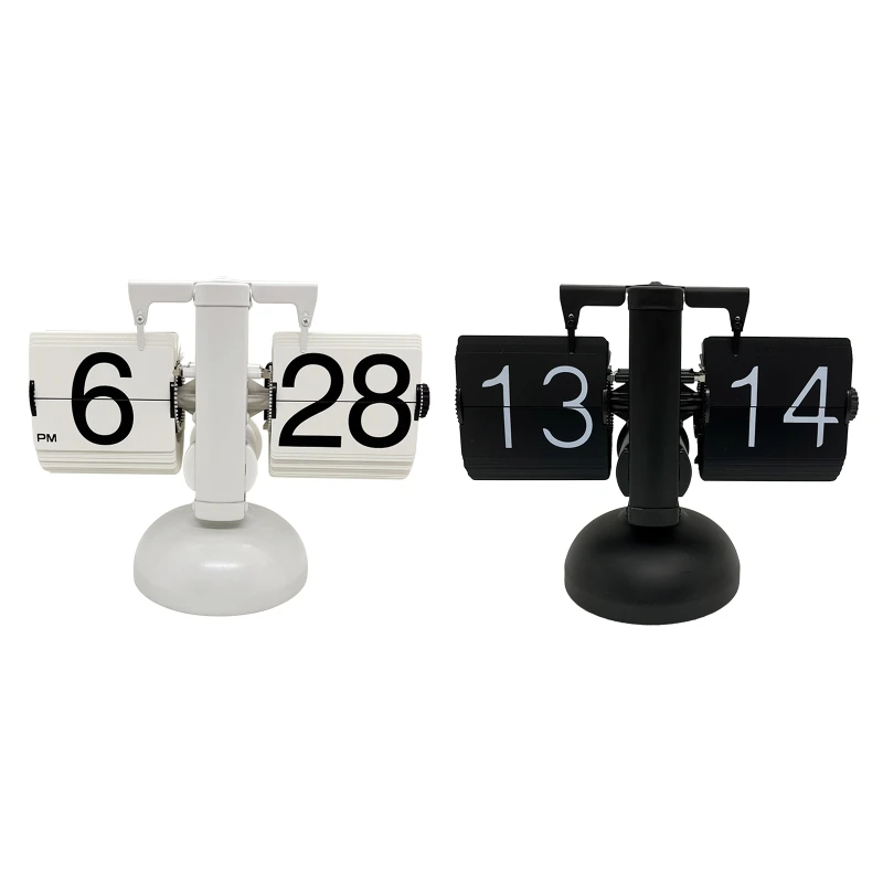 

Automatic Digital Clock 24 Hours Table Stainless Steel Turn Page