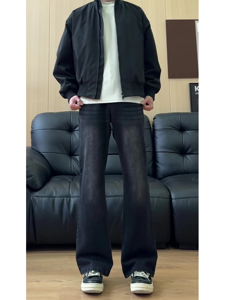 

American Sle Slim Fit Jeans Men's Spring Narrow Version Elastic Water Wa Straight Leg Pants Trendy Vintage Jeans