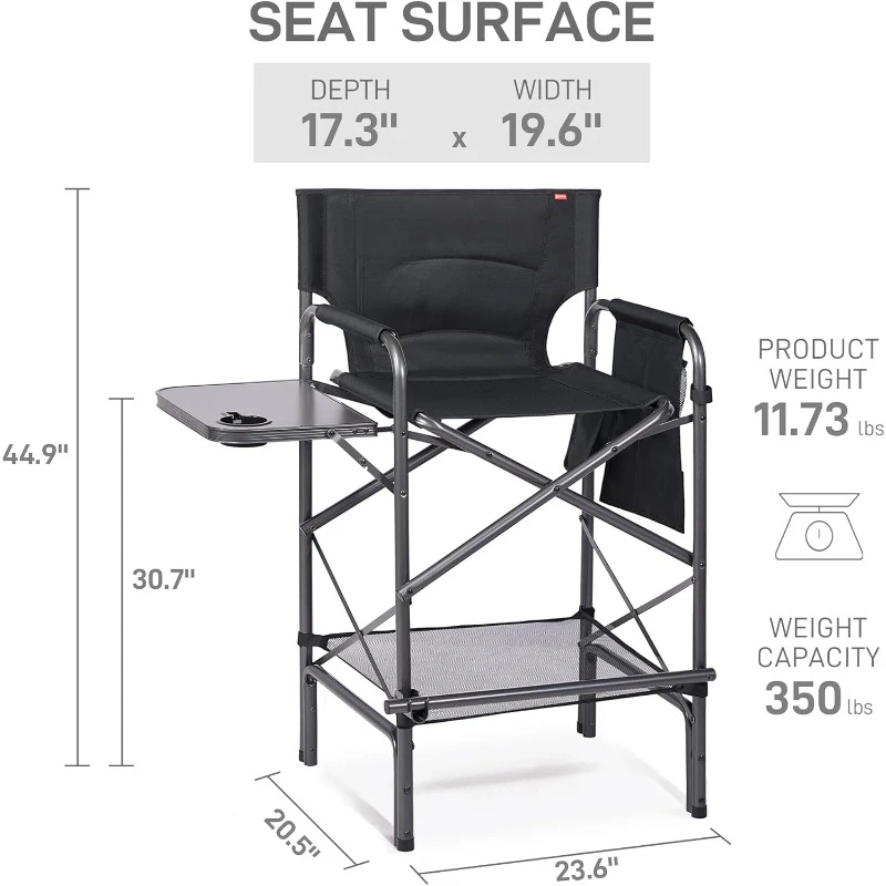 30.7in Tall Heated Camping Folding Chair 140℉ Heating Directors Chair Outdoor Camp Chair for Sports Events