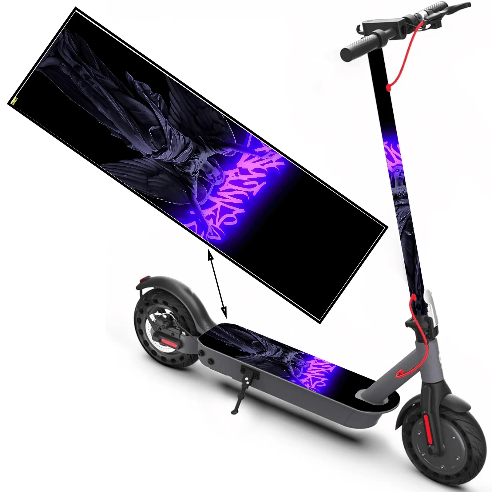 Neon Angel, Trend Scooter Stickers, Skateboard Stickers, Scooter Floor Mat Stickers, Personalized Cool Skateboard Accessories