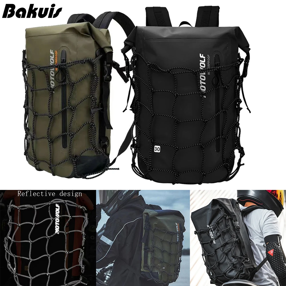 

Motorcycle Backpack Light Sports Basketball Waterproof Wild Cycling Backpack With Reflective with Mesh Helmet Placement