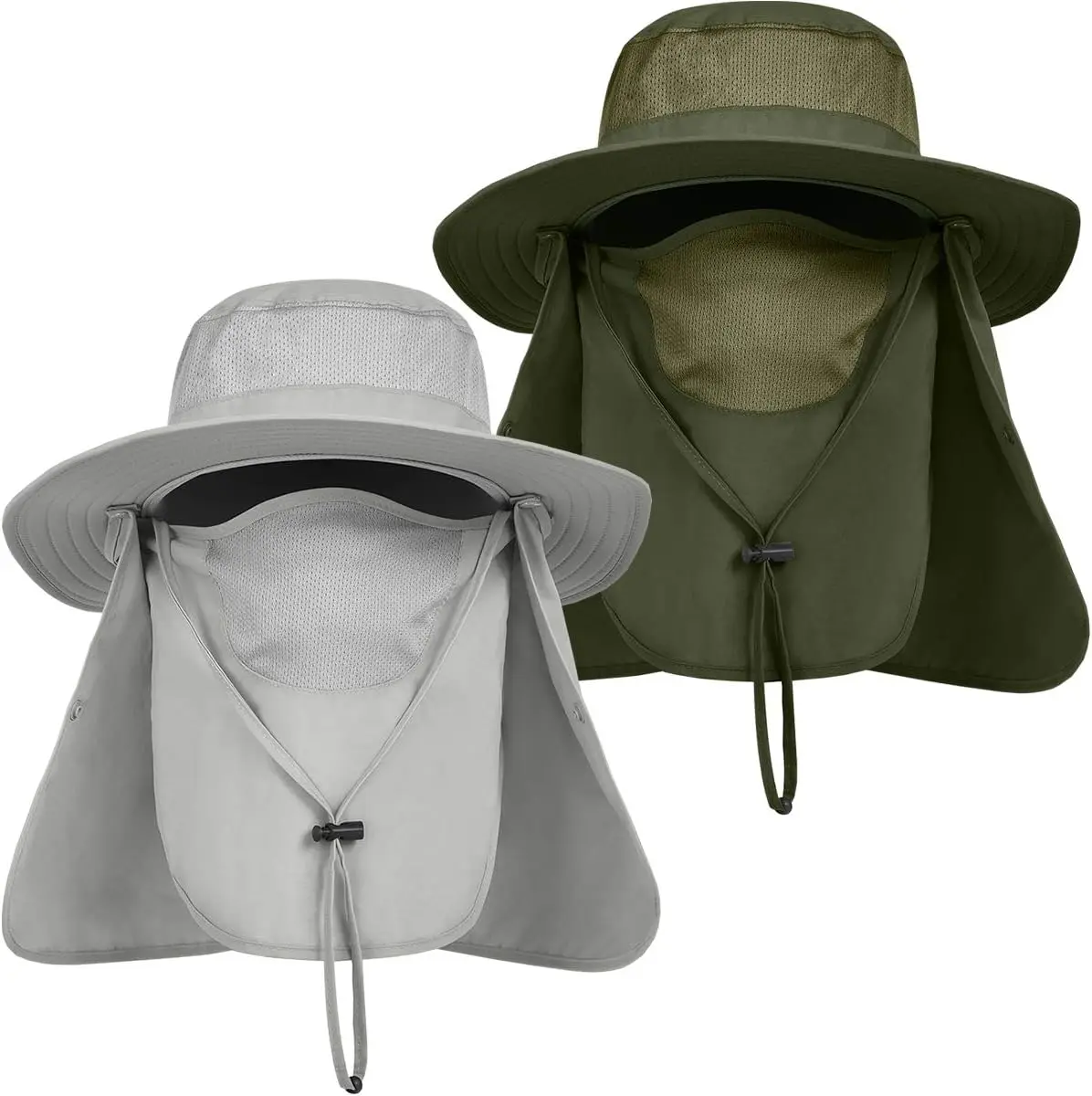 

Mens and Womens Outdoor Sun Hat with Face Neck Flap UV Protection Wide Brim Fishing Hat for Hiking Safari Gardening UPF 50+