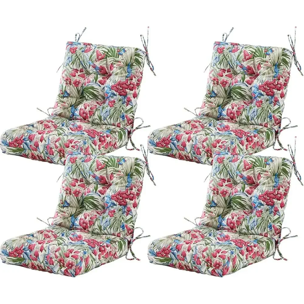 Outdoor Patio Chair Cushion Set of 4, 40x20x4 Inches, Floral Pattern, Replacement Cushions for Patio Furniture